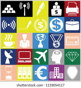 Set of 25 business high quality symbols or icons. Collection. Detailed design. Vector Illustration.
