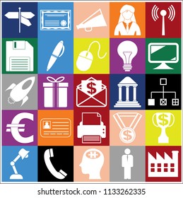 Set of 25 business high quality icons. Collection. Amazing desing. Vector Illustration.