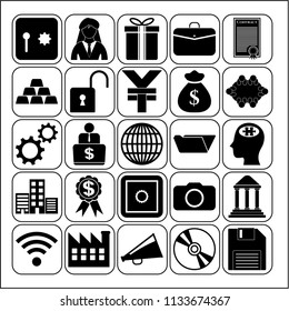Set of 25 business high quality icons. Collection. Flat design. Vector Illustration.