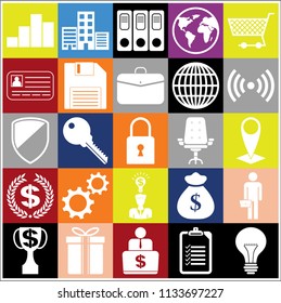 Set of 25 business high quality icons or symbols. Collection. Amazing desing. Vector Illustration.