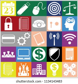 Set of 25 business high quality symbols or icons. Collection. Amazing desing. Vector Illustration.