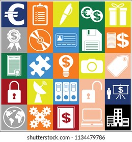 Set of 25 business high quality icons. Collection. Amazing desing. Vector Illustration.