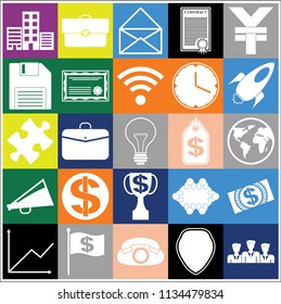 Set of 25 business high quality icons. Collection. Flat design. Vector Illustration.