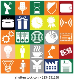 Set of 25 business high quality icons or symbols. Collection. Amazing desing. Vector Illustration.