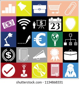 Set of 25 business high quality symbols. Collection. Detailed design. Vector Illustration.
