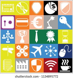 Set of 25 business high quality icons. Collection. Flat design. Vector Illustration.