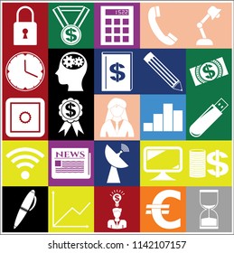 Set of 25 business high quality symbols. Collection. Amazing desing. Vector Illustration.