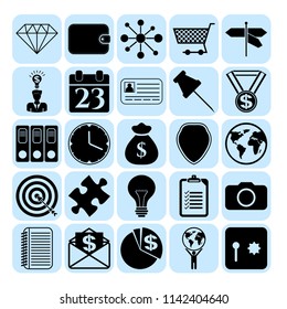 Set of 25 business high quality icons or symbols. Collection. Amazing desing. Vector Illustration.