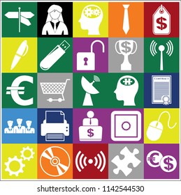 Set of 25 business high quality icons. Collection. Flat design. Vector Illustration.