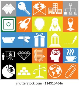 Set of 25 business high quality symbols. Collection. Amazing desing. Vector Illustration.