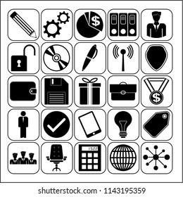 Set of 25 business high quality icons. Collection. Flat design. Vector Illustration.