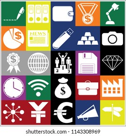 Set of 25 business high quality icons. Collection. Flat design. Vector Illustration.