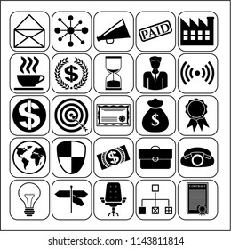 Set of 25 business high quality symbols. Collection. Flat design. Vector Illustration.