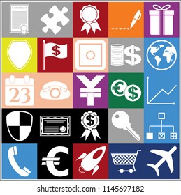Set of 25 business high quality icons or symbols. Collection. Amazing desing. Vector Illustration.