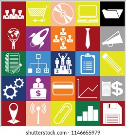 Set of 25 business high quality icons. Collection. Amazing desing. Vector Illustration.