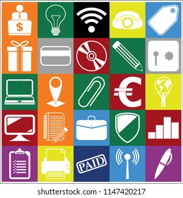 Set of 25 business high quality icons. Collection. Flat design. Vector Illustration.