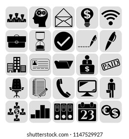 Set of 25 business high quality icons. Collection. Flat design. Vector Illustration.