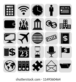 Set of 25 business high quality icons or symbols. Collection. Detailed design. Vector Illustration.