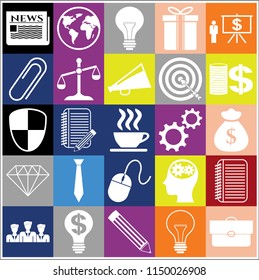 Set of 25 business high quality symbols or icons. Collection. Detailed design. Vector Illustration.