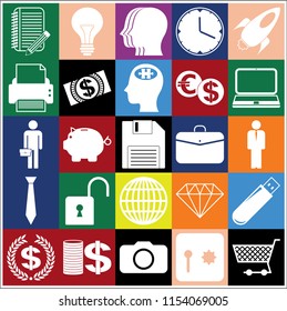 Set of 25 business high quality icons or symbols. Collection. Amazing desing. Vector Illustration.
