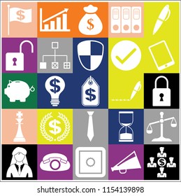 Set of 25 business high quality symbols or icons. Collection. Amazing desing. Vector Illustration.