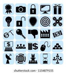 Set of 25 business high quality symbols or icons. Collection. Amazing desing. Vector Illustration.
