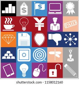 Set of 25 business high quality symbols. Collection. Detailed design. Vector Illustration.