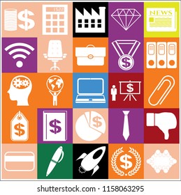 Set of 25 business high quality icons. Collection. Flat design. Vector Illustration.