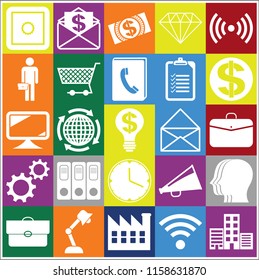 Set of 25 business high quality icons or symbols. Collection. Detailed design. Vector Illustration.