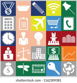 Set of 25 business high quality symbols or icons. Collection. Detailed design. Vector Illustration.