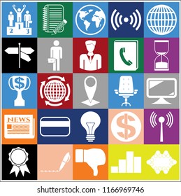 Set of 25 business high quality symbols or icons. Collection. Amazing desing. Vector Illustration.