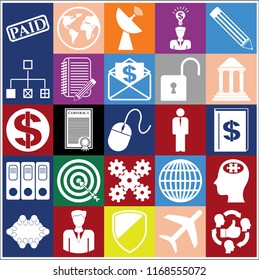 Set of 25 business high quality symbols or icons. Collection. Amazing desing. Vector Illustration.