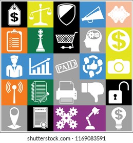 Set of 25 business high quality icons. Collection. Amazing desing. Vector Illustration.