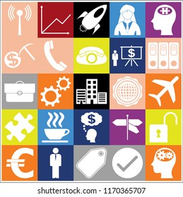 Set of 25 business high quality icons. Collection. Detailed design. Vector Illustration.