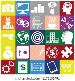 Set of 25 business high quality symbols or icons. Collection. Detailed design. Vector Illustration.