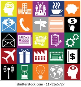 Set of 25 business high quality symbols or icons. Collection. Amazing desing. Vector Illustration.