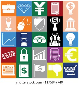 Set of 25 business high quality icons. Collection. Amazing desing. Vector Illustration.