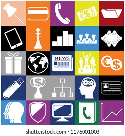 Set of 25 business high quality icons or symbols. Collection. Amazing desing. Vector Illustration.