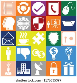 Set of 25 business high quality icons or symbols. Collection. Detailed design. Vector Illustration.