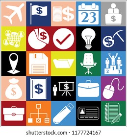 Set of 25 business high quality icons or symbols. Collection. Amazing desing. Vector Illustration.