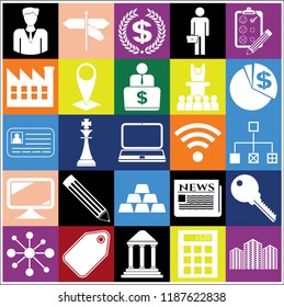 Set of 25 business high quality icons. Collection. Amazing desing. Vector Illustration.