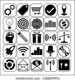 Set of 25 business high quality icons. Collection. Flat design. Vector Illustration.