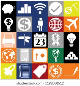 Set of 25 business high quality icons. Collection. Amazing desing. Vector Illustration.