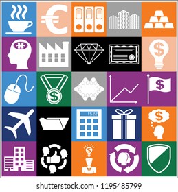 Set of 25 business high quality symbols. Collection. Detailed design. Vector Illustration.