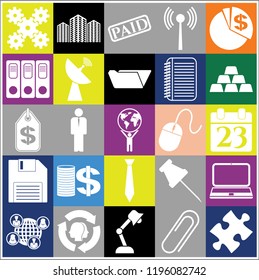 Set of 25 business high quality icons or symbols. Collection. Amazing desing. Vector Illustration.
