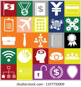 Set of 25 business high quality symbols or icons. Collection. Amazing desing. Vector Illustration.