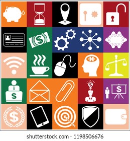 Set of 25 business high quality icons. Collection. Detailed design. Vector Illustration.