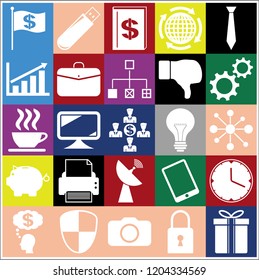 Set of 25 business high quality symbols or icons. Collection. Amazing desing. Vector Illustration.