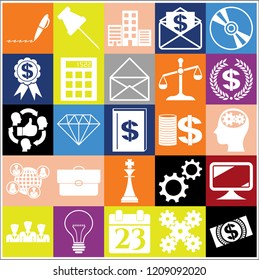 Set of 25 business high quality icons. Collection. Amazing desing. Vector Illustration.