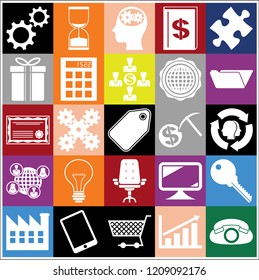 Set of 25 business high quality symbols. Collection. Flat design. Vector Illustration.